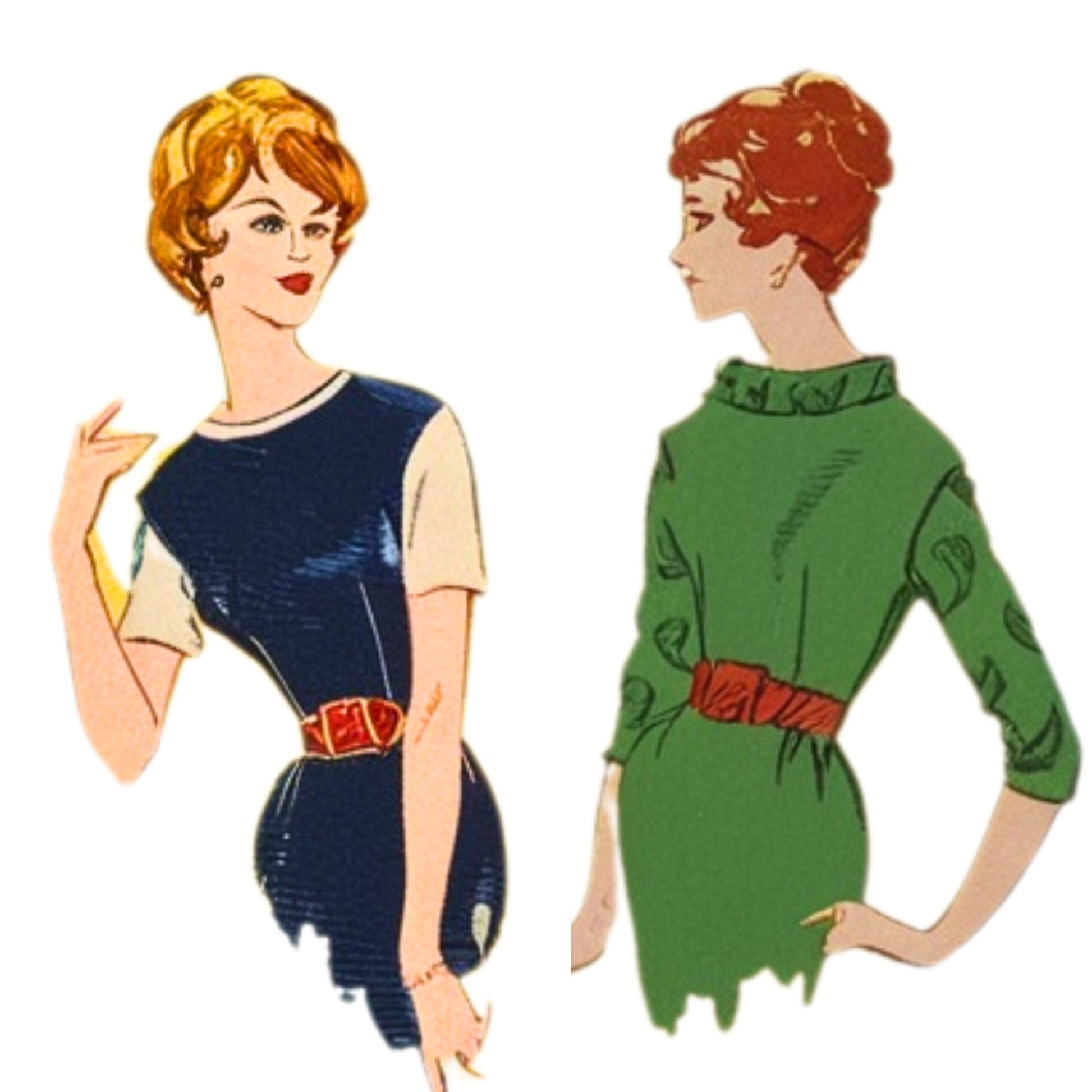 Model wearing jumper and blouses made from Butterick 9146 pattern