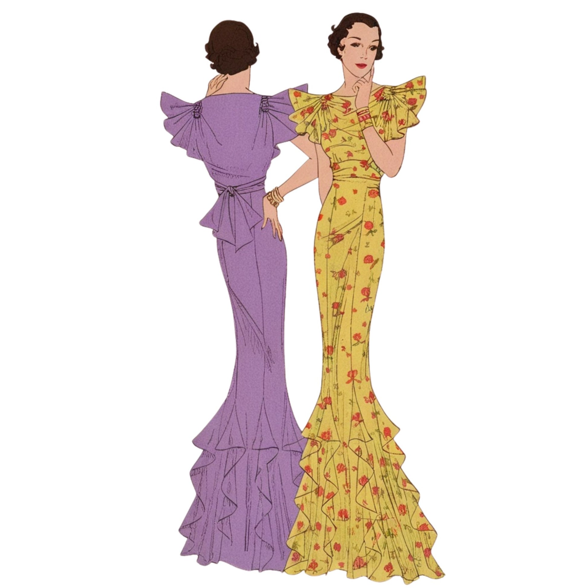 Modello di cucito anni '30 – Abito da sera lungo Busto: 36