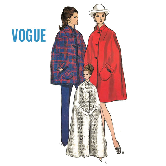 Vintage jaren 1960 Naaipatroon , Vogue Cape Coat - Buste 34"- 36" (86cm-92cm)