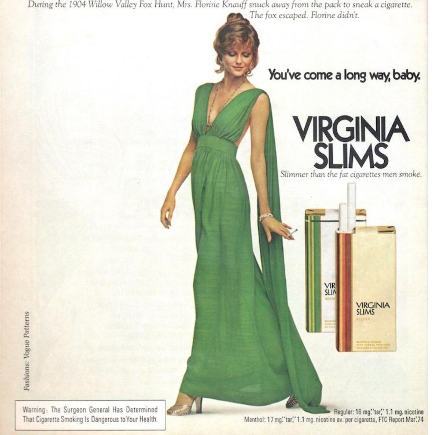 1970-tals VOGUE Goddess Aftonklänning - Symönster - Byst 36” (91 cm)