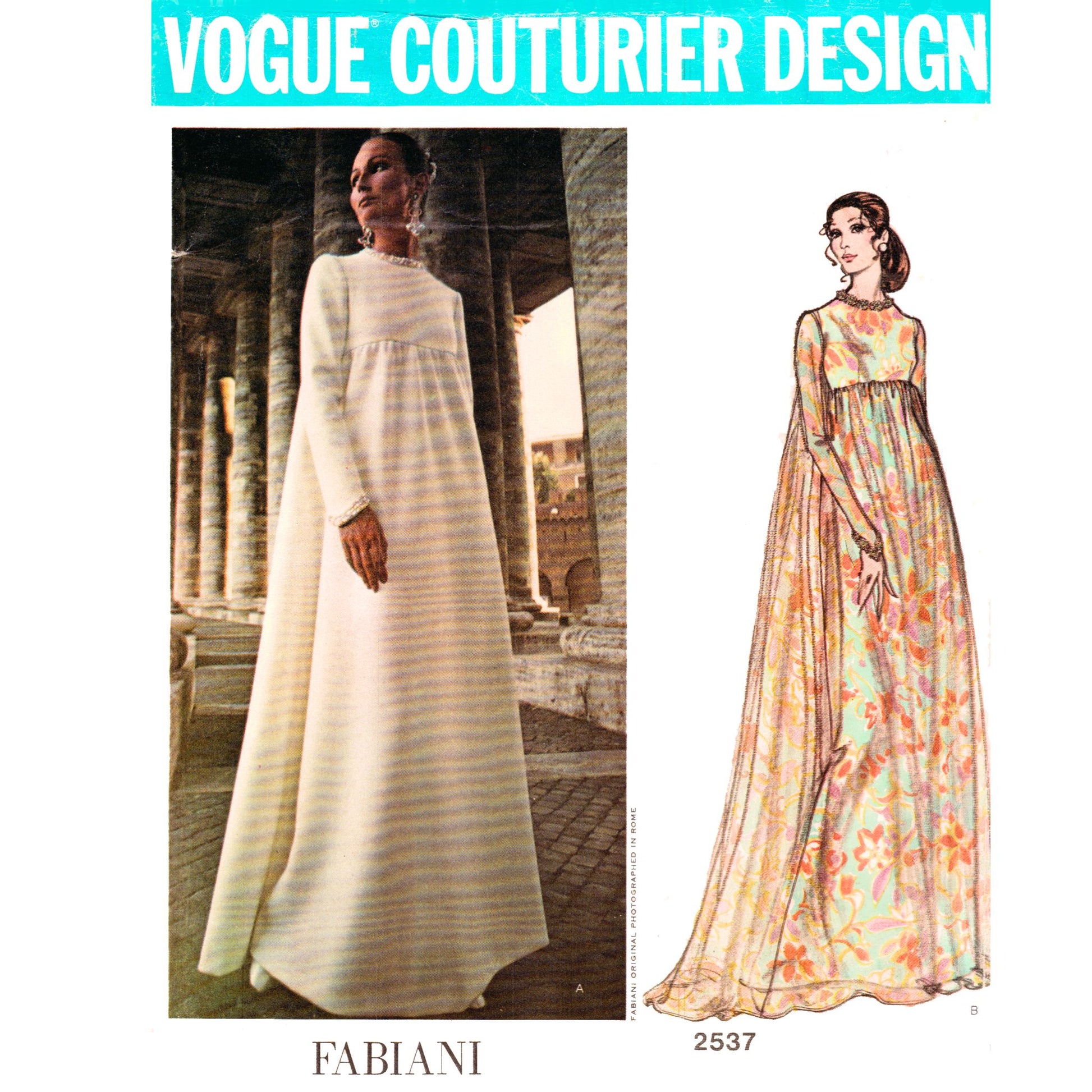 1970s Vogue Couturier Evening Dress, Sewing Pattern