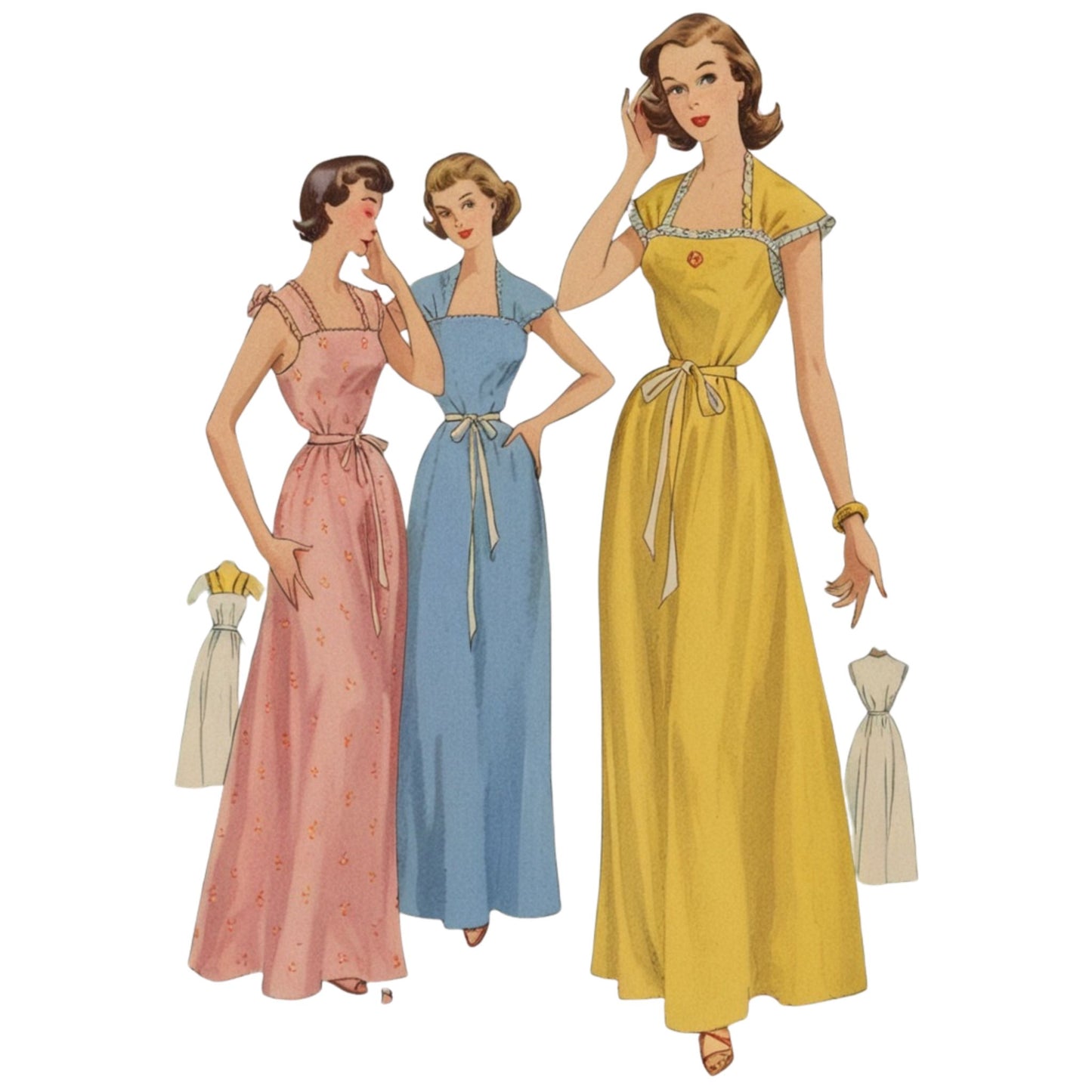 Models wearing nightdress made from Economy Design E45 pattern