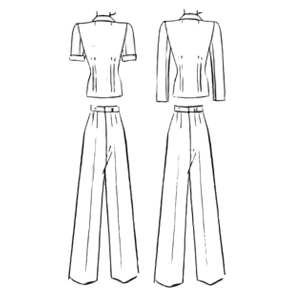 Line drawing of garment back views