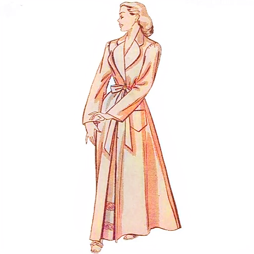 Woman wearing  a 1940s dressing gown