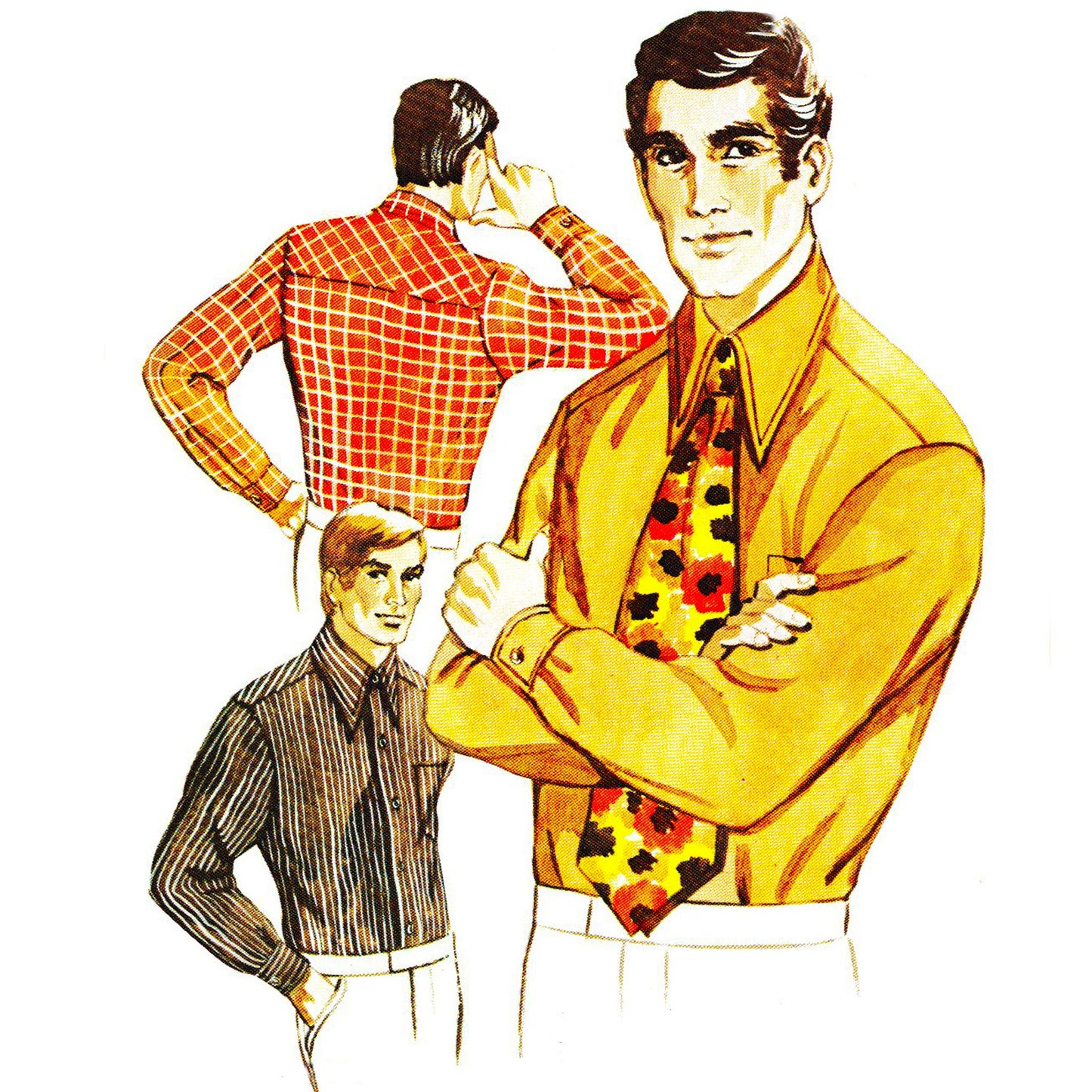 Model wearing men’s shirt and tie made from KS 324 pattern