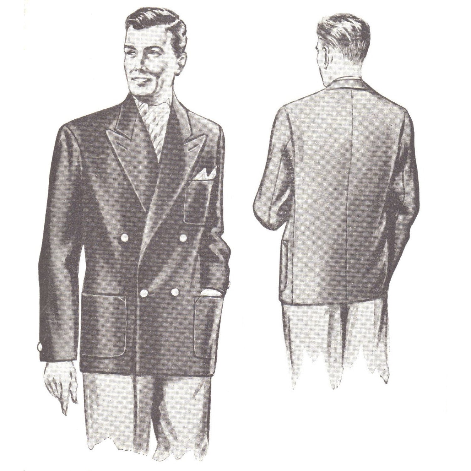 Model wearing double breasted blazer made from LeRoy 2190 pattern