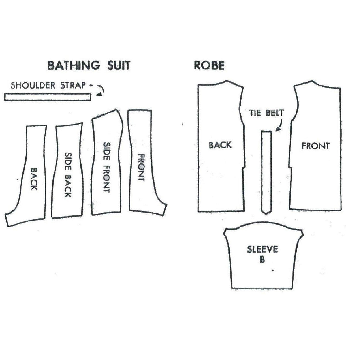 Swim Robe Pattern Women's Swimsuit, Beach Robe & Play-Suit, Vintage 1950s Sewing Pattern ...