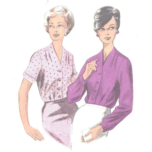 Model wearing blouse made from Maudella 4873 pattern