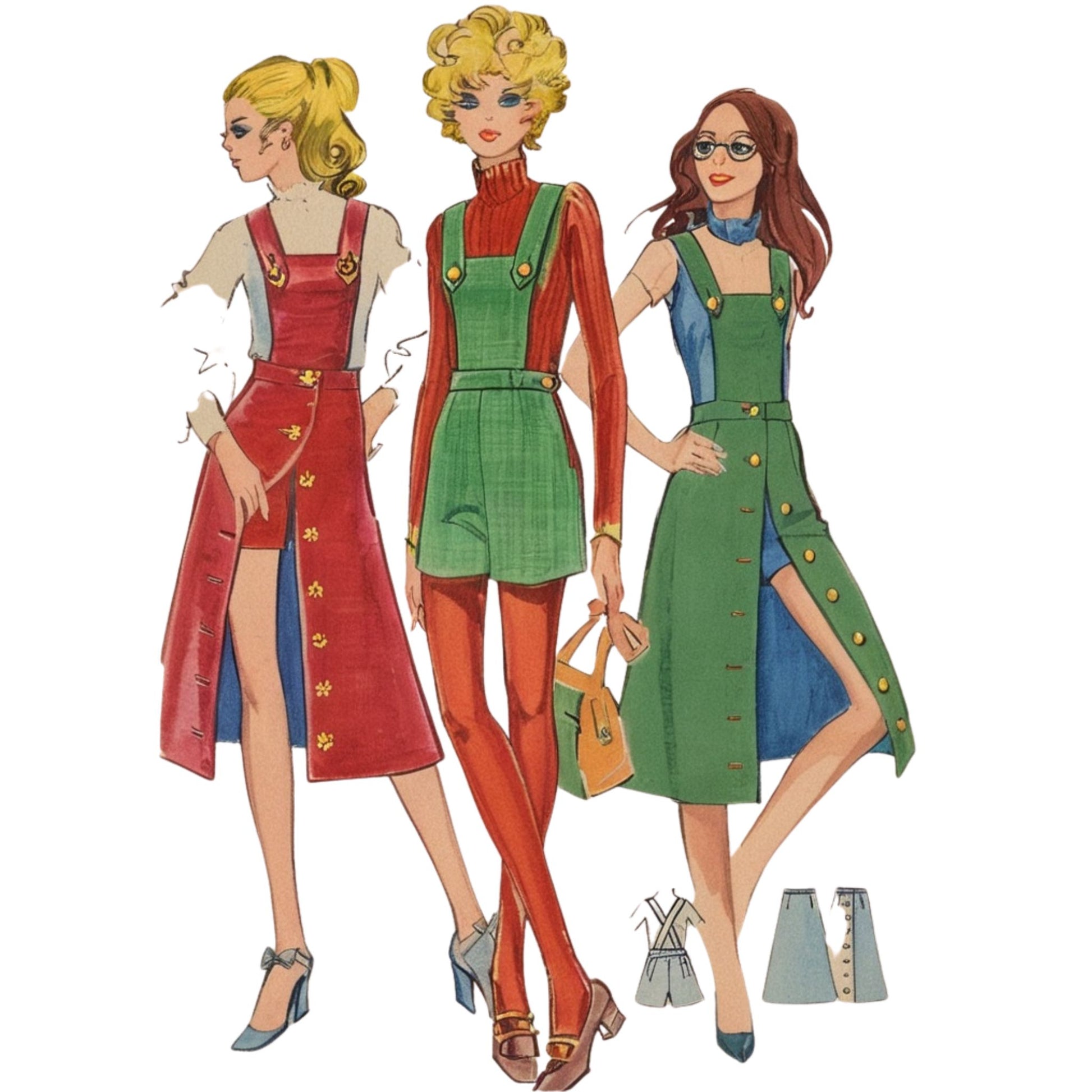 Model wearing 1970s “Hot Pants” & Skirt made from Maudella 5715 pattern