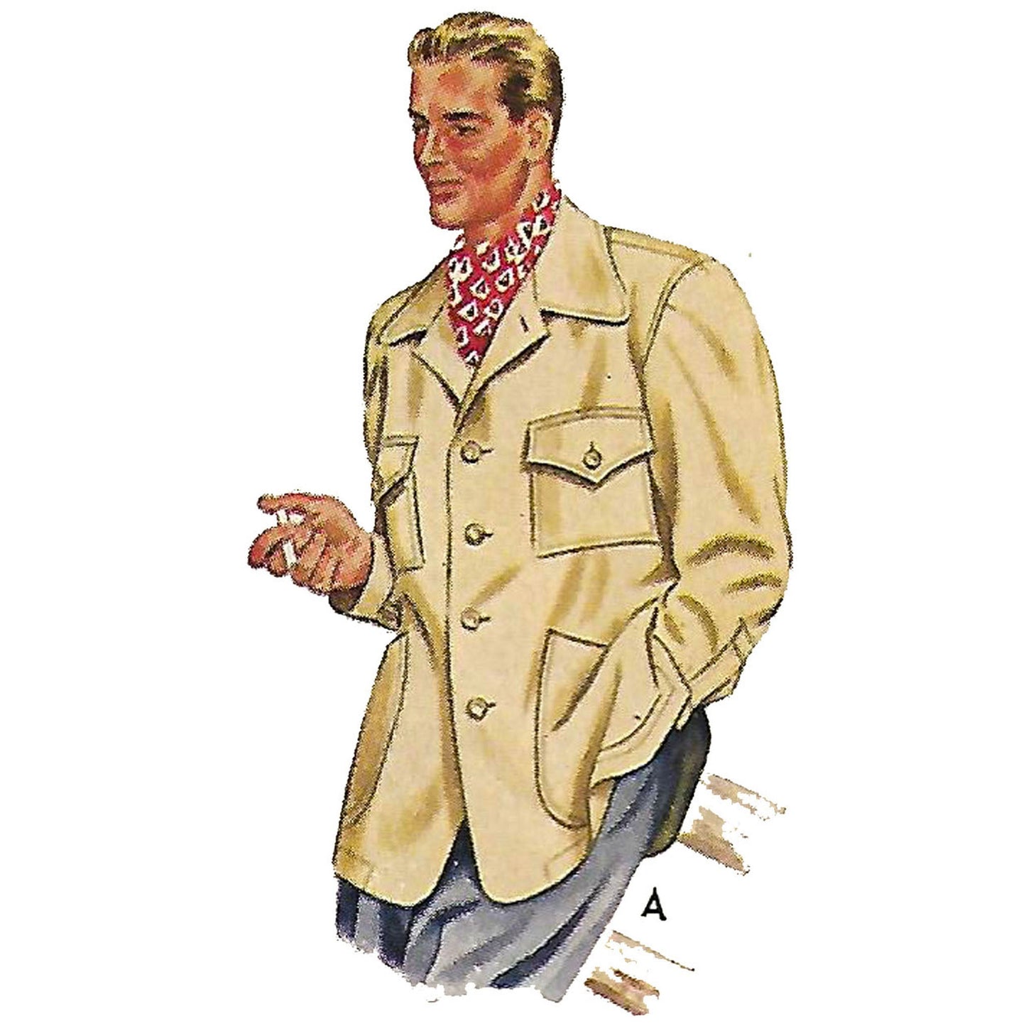 Man wearing shirt/jacket.