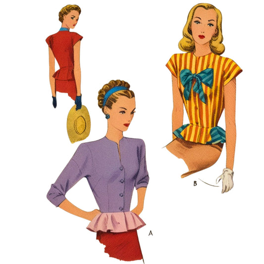 Vintage fashion illustrations of women in different outfits on a white background