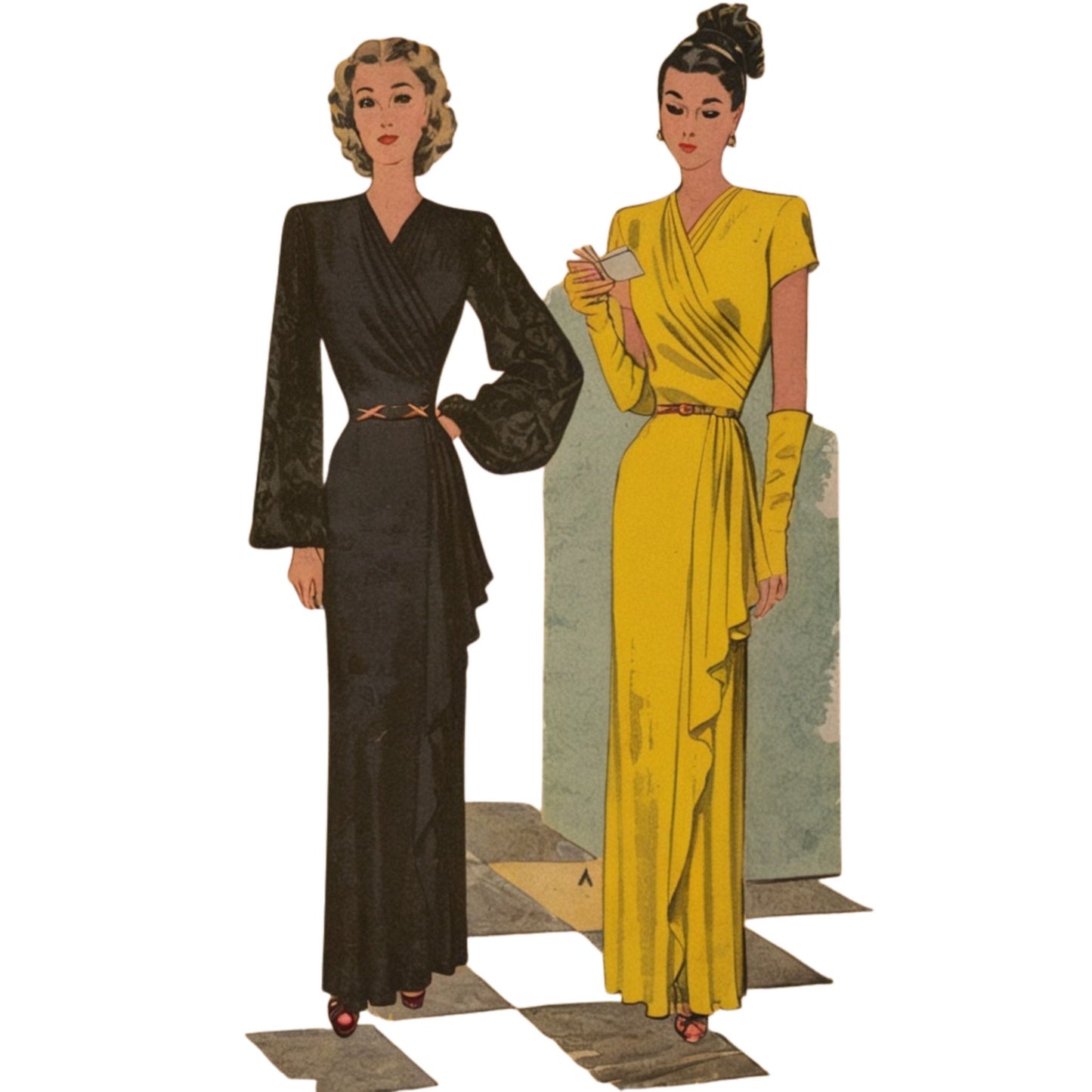 Models wearing dress made from McCall’s 6621 pattern