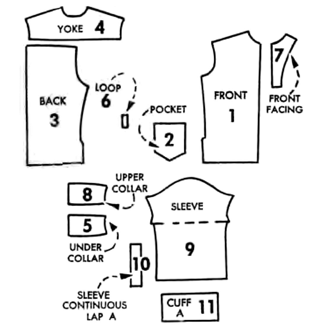 1960s Pattern, Men's Pullover Shirt Chest 42"44" (106.7cm 111.8cm