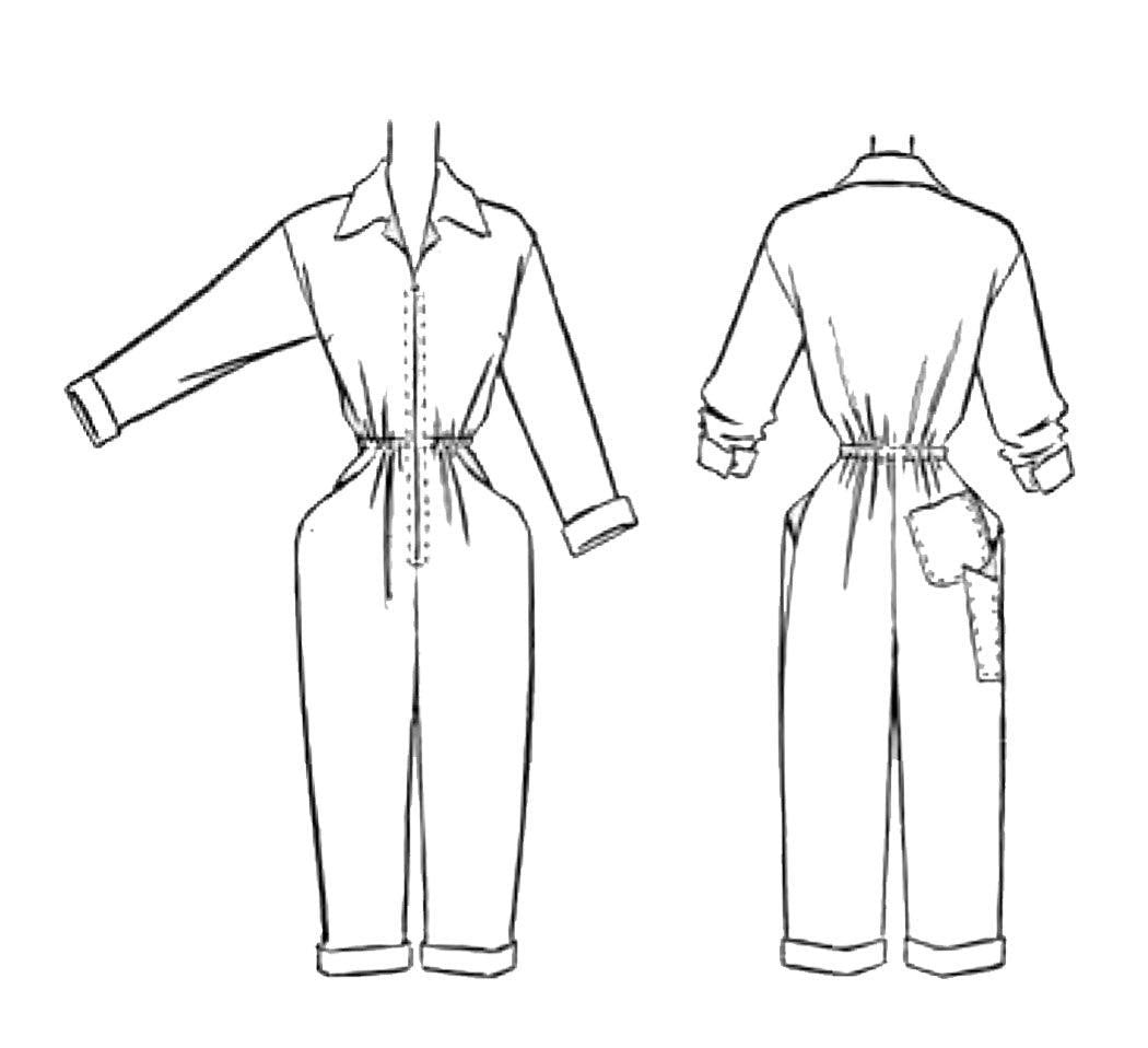 Line drawing of a boiler suit
