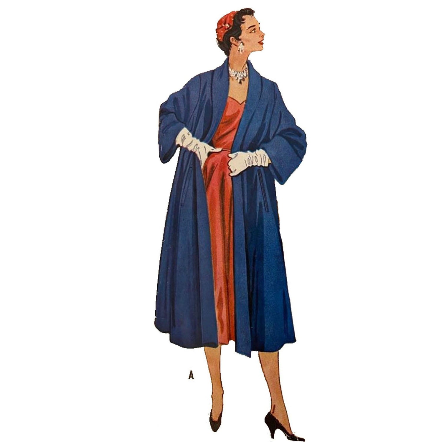 Model wearing 1950s outer made from McCall’s 9668 pattern
