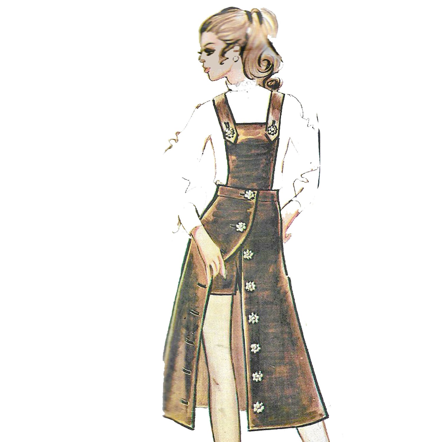Model wearing 1970s “Hot Pants” & Skirt made from Maudella 5715 pattern
