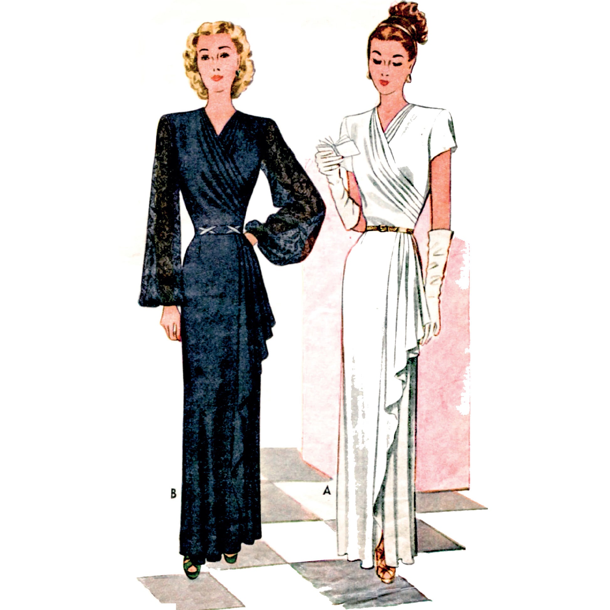 1940s Sewing Pattern, Wrap & Draped Evening Dress - Bust: 36 (91.5cm) Vintage Sewing Pattern Company 1940s Sewing Pattern, Wrap & Draped Evening Dress - Bust: 36 (91.5cm) Vintage Sewing Pattern Company