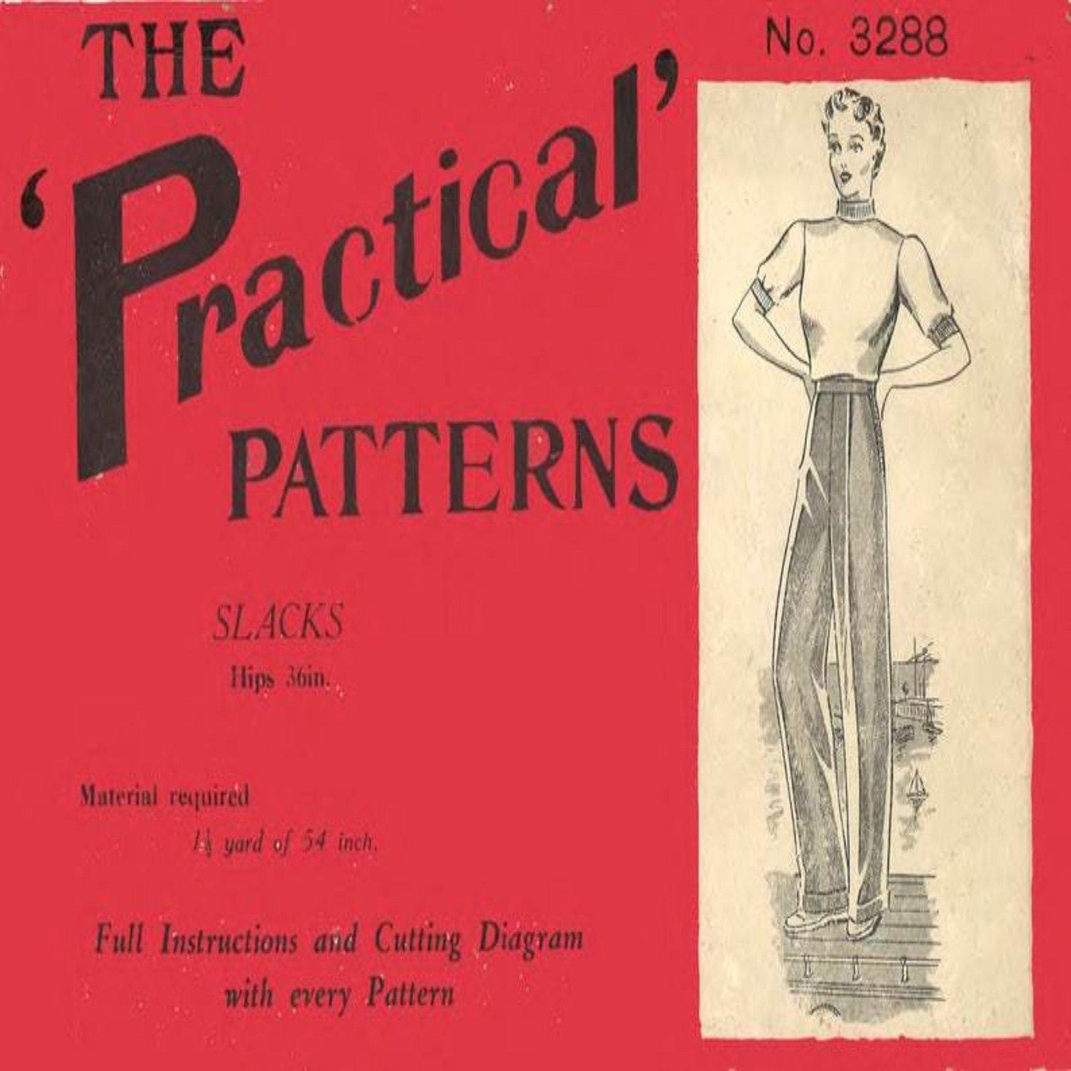 Wide Leg Trousers Vintage Sewing Pattern 1930s 1940s Slacks and