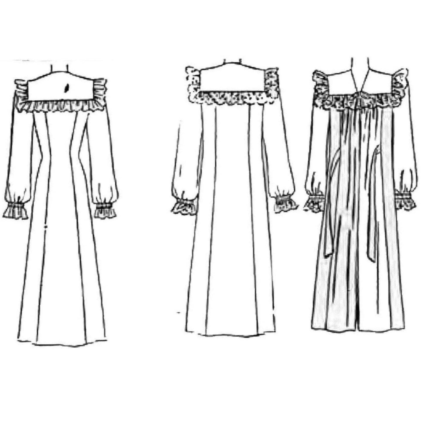 Line drawings of nightgowns