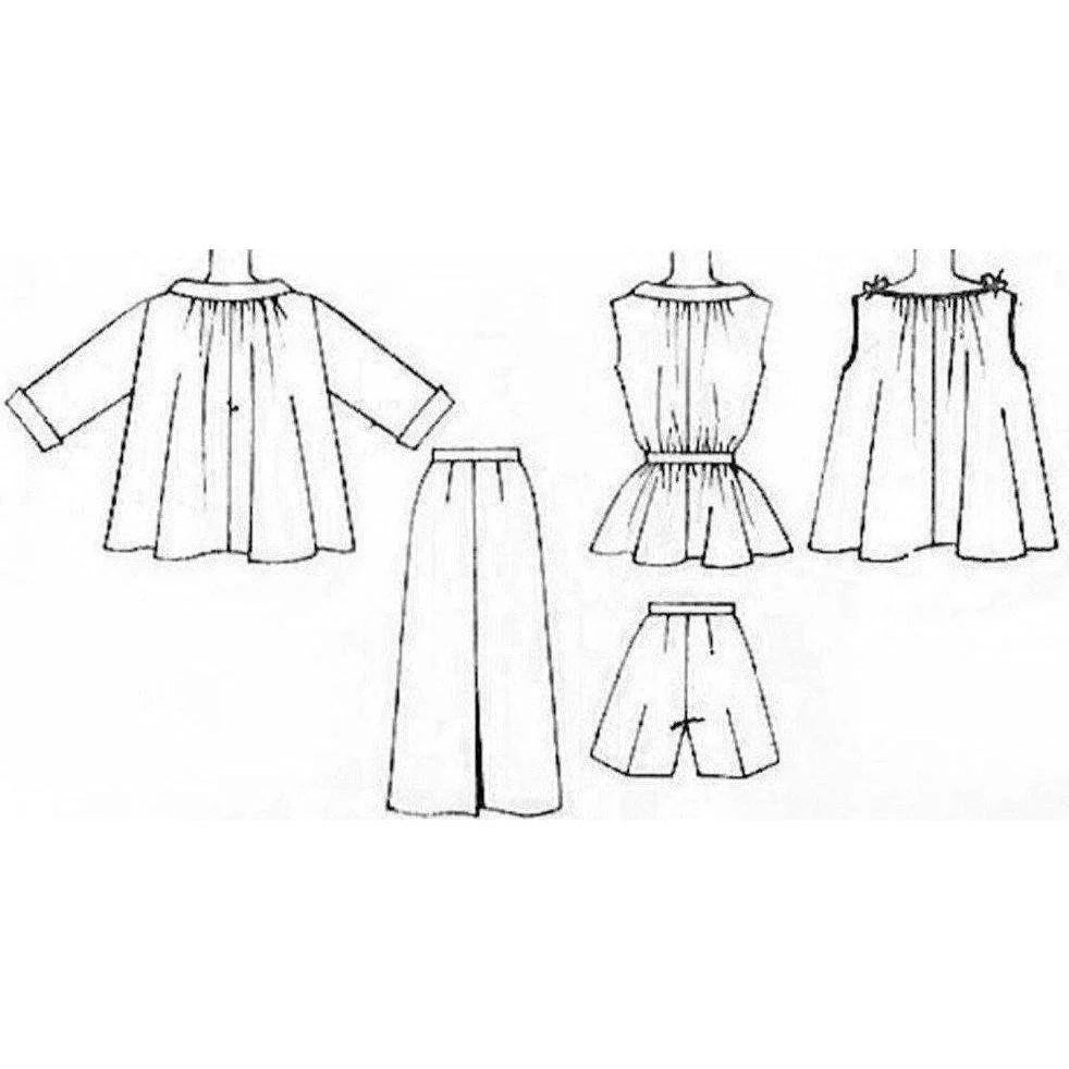 Line drawing of smocks