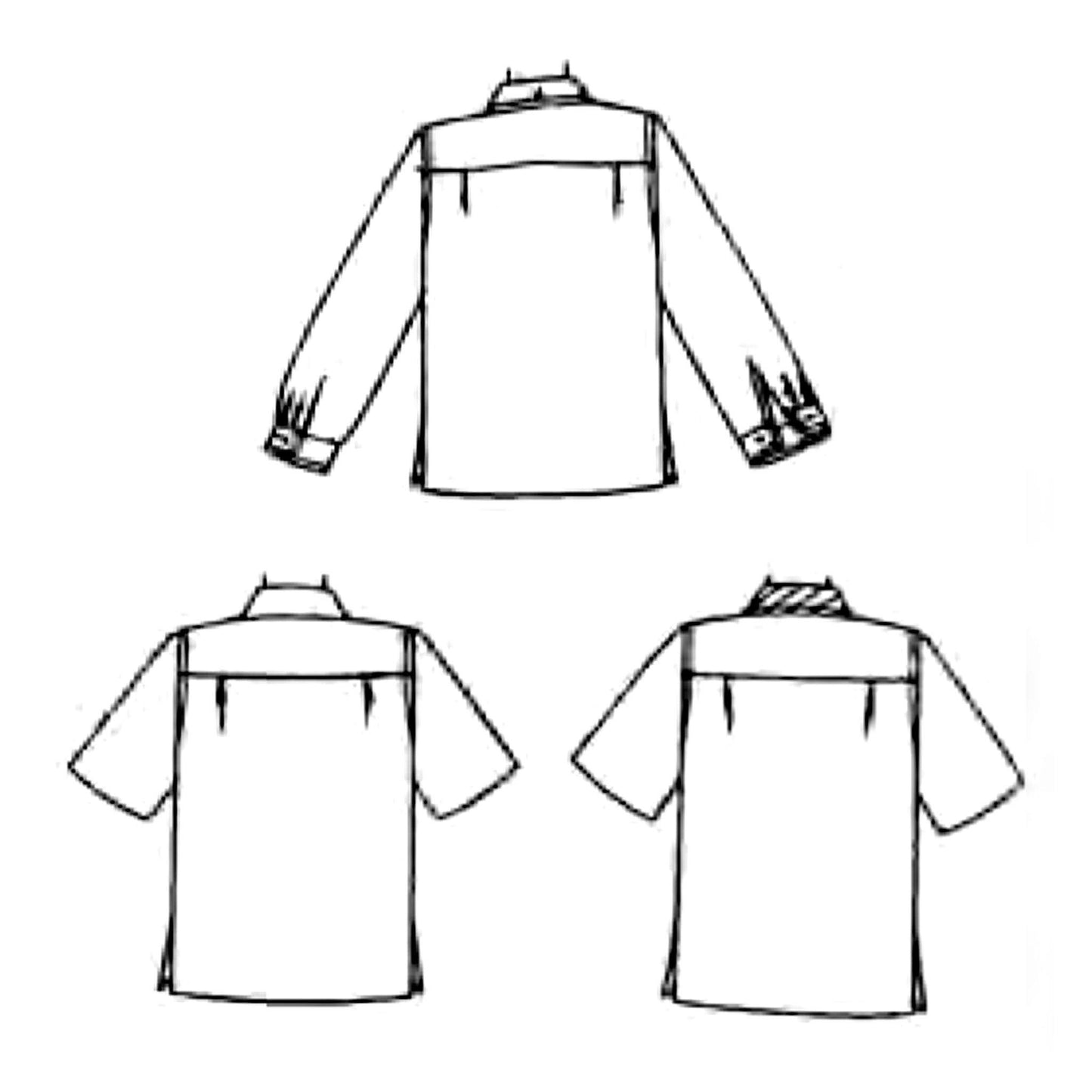 1950s Pattern, Men's Set of Sports Shirt - Line drawing of back views