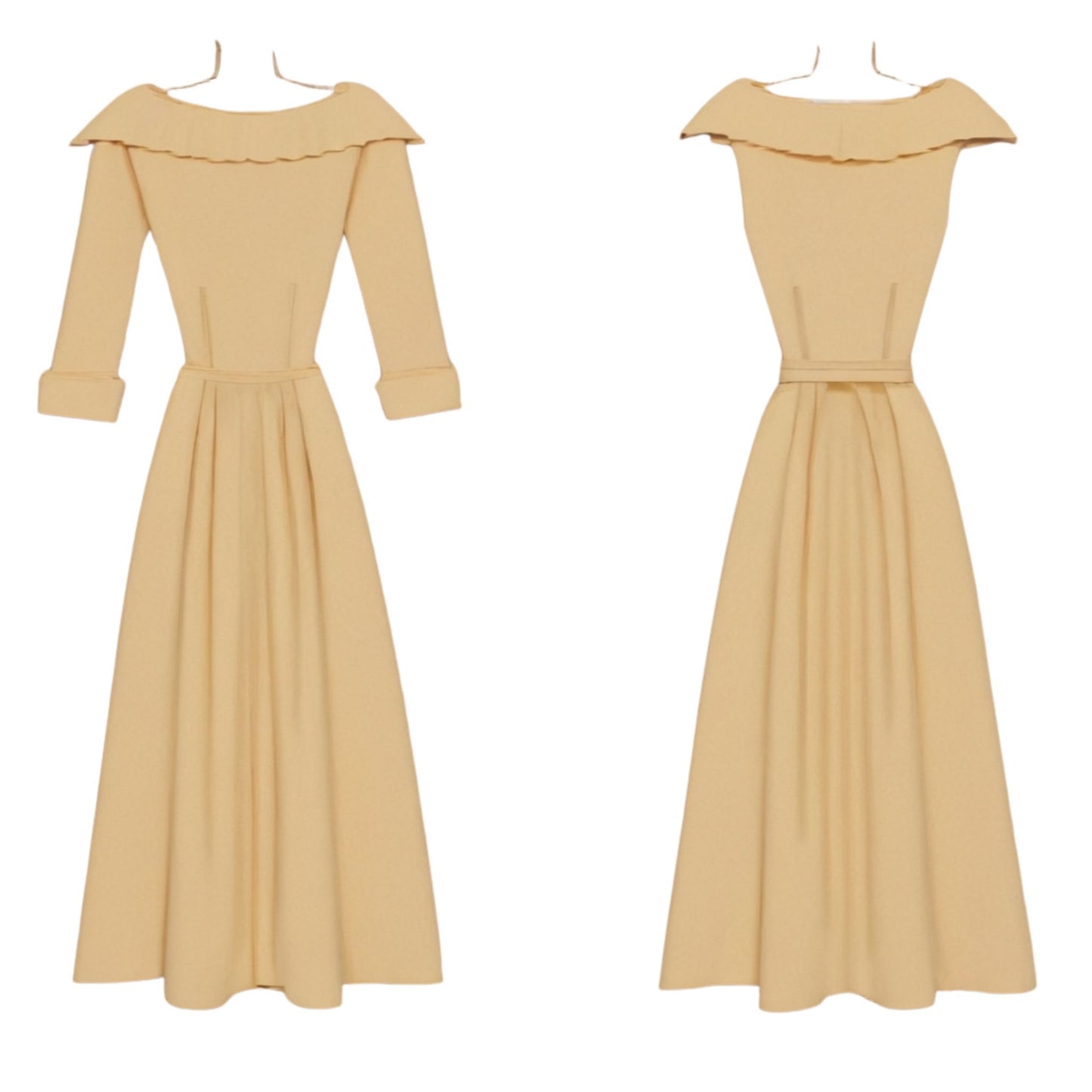 Beige dress on a white background