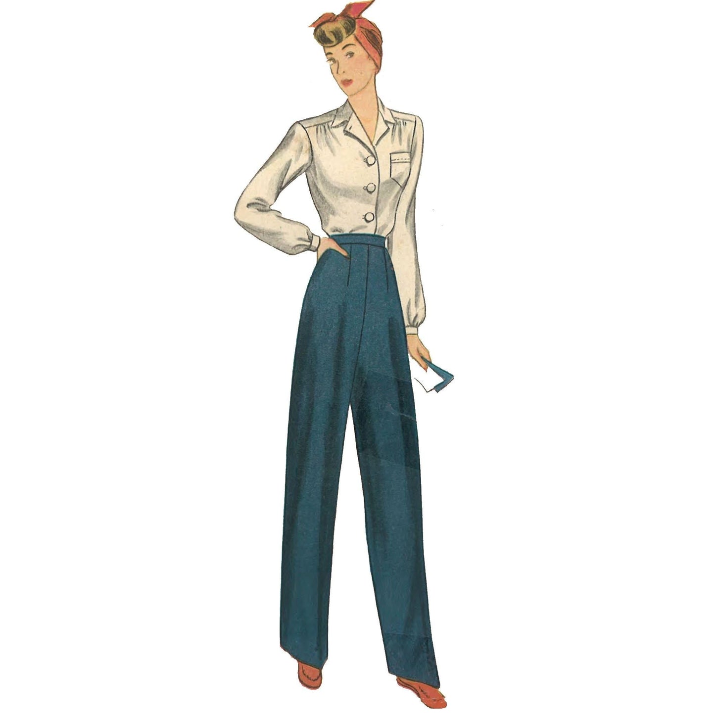 Woman wearing slacks and dungarees