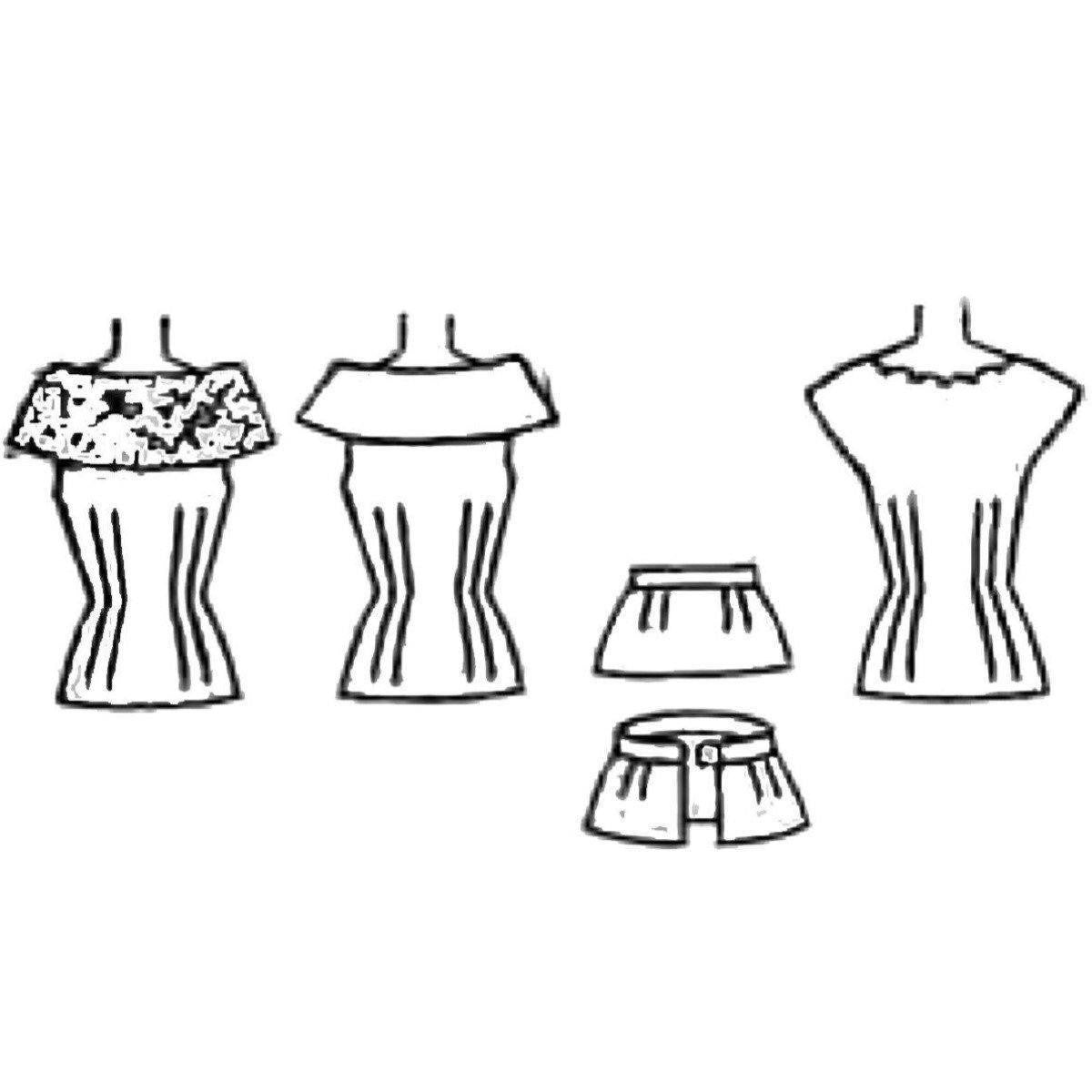 Line drawing of tops.