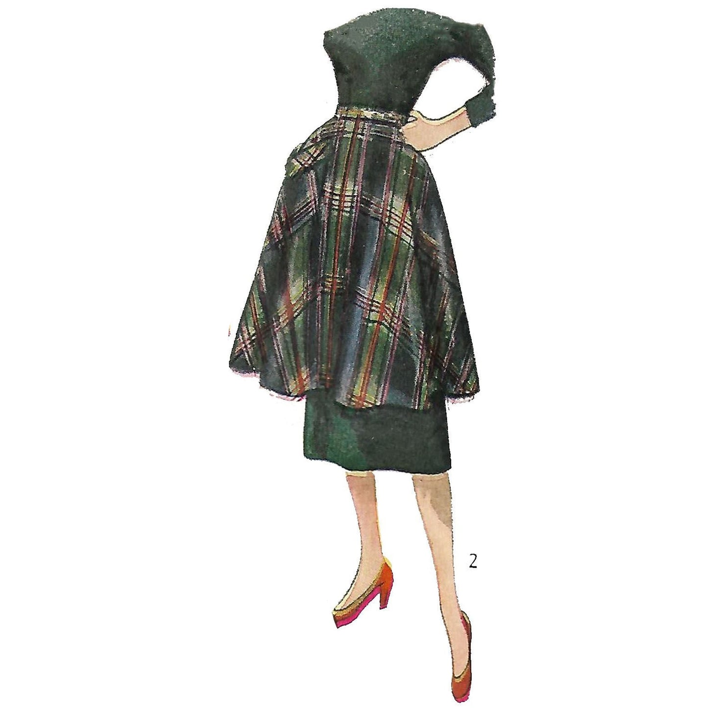 Model wearing 1950s skirt and overskirt, transfer included made from Simplicity 3686 pattern