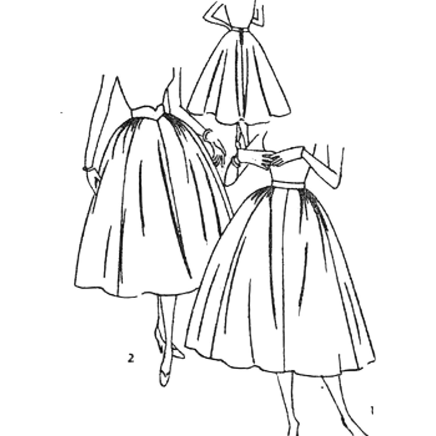 Line drawing of skirts