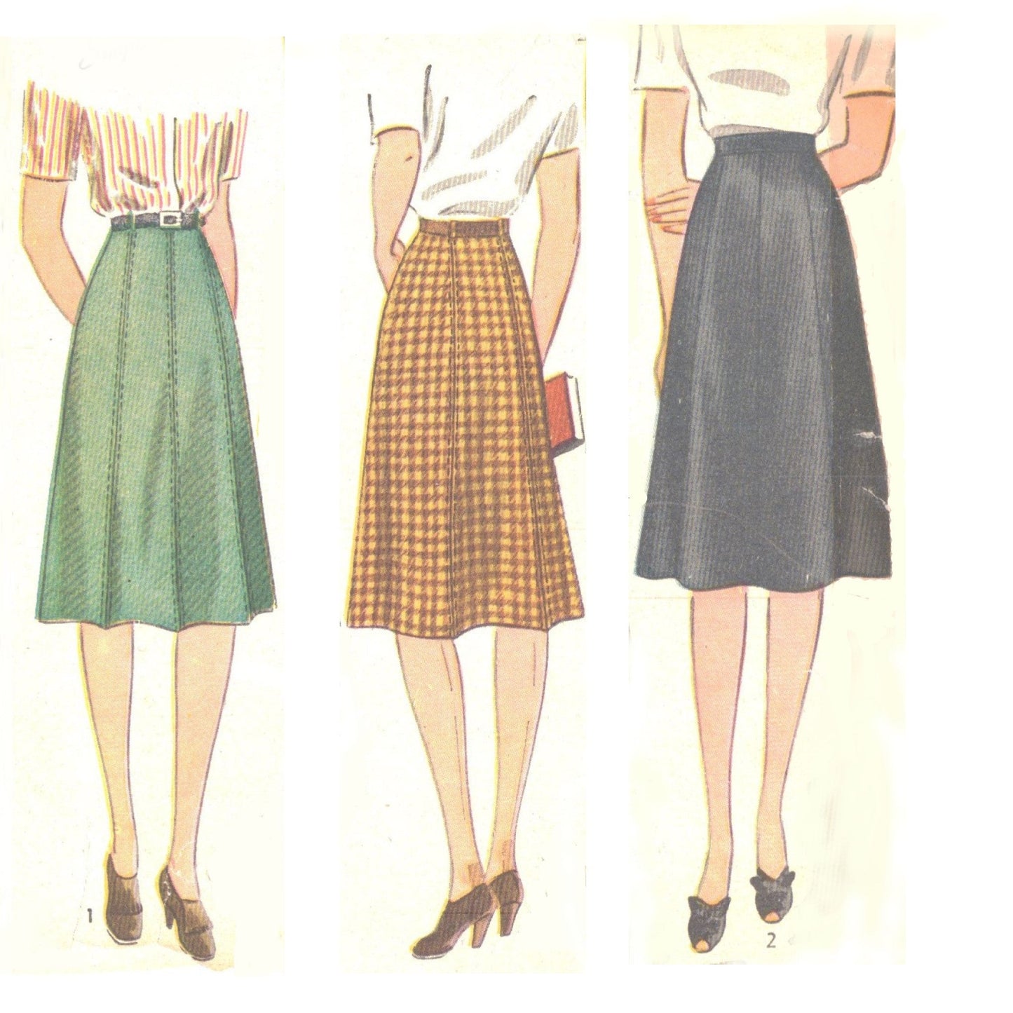 Model wearing skirts made from Simplicity 4355 pattern