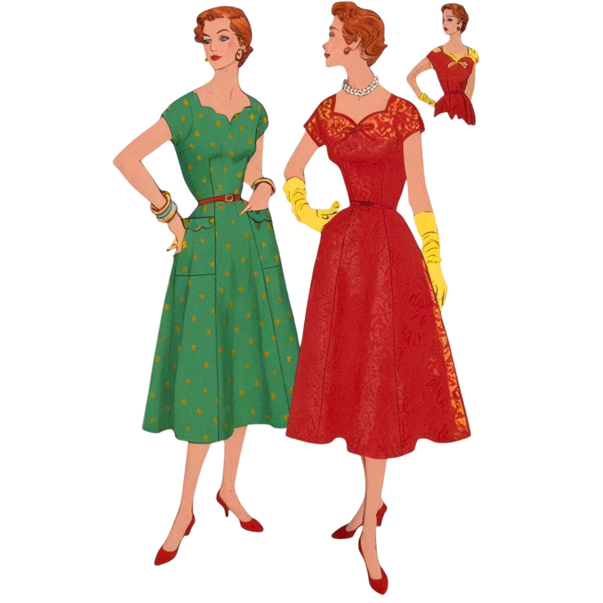 Women wearing dresses. 