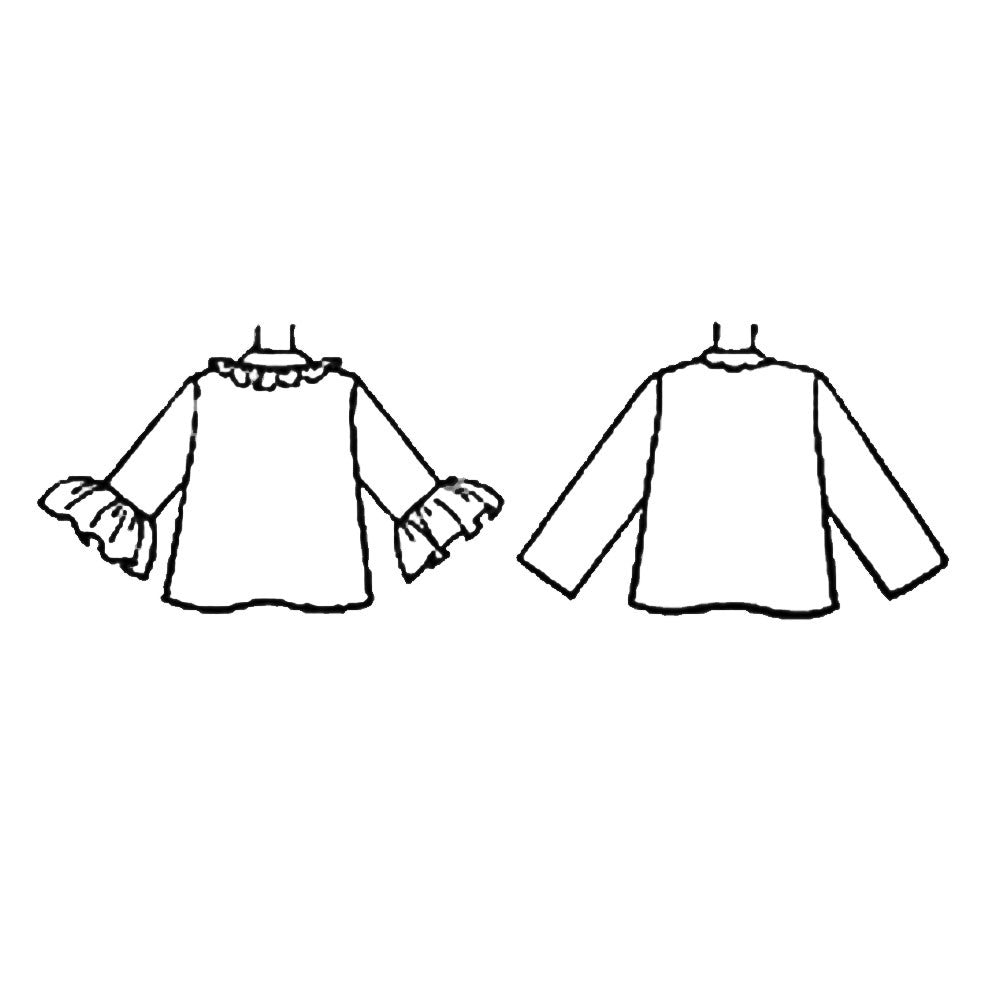 Line drawings of back view of 2 styles of bed jackets.