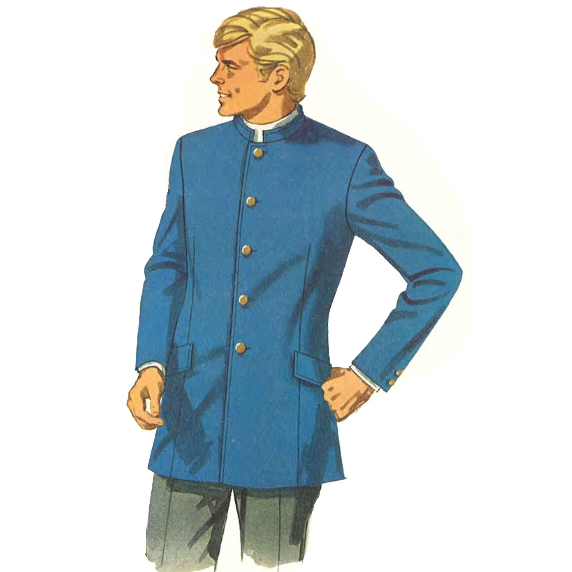 Vintage 1960s Pattern, Men's Nehru Jacket, The Beatles Multi