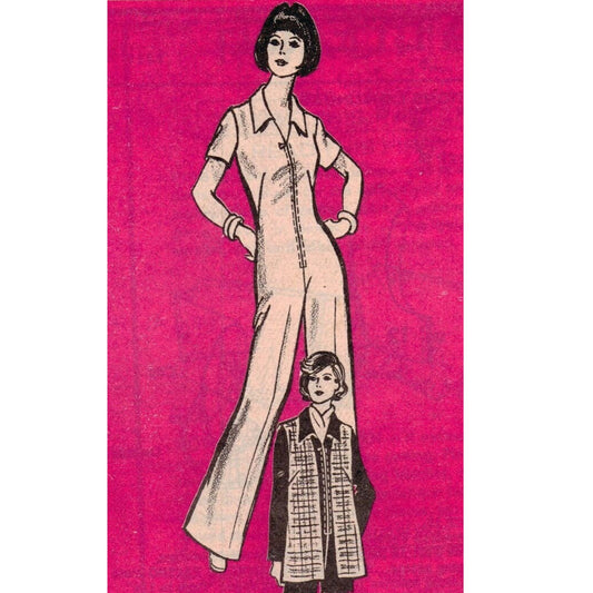 PDF - Vintage 1970s Pattern – All in One Jumpsuit & Gilet, Sleeveless Coat -  Bust 38” (96.5cm) - Instantly  Print at Home