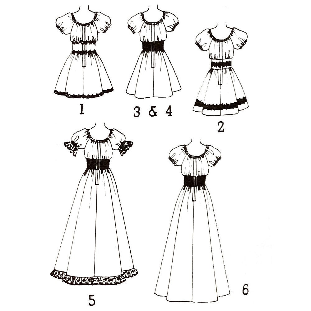 Line drawing of dresses