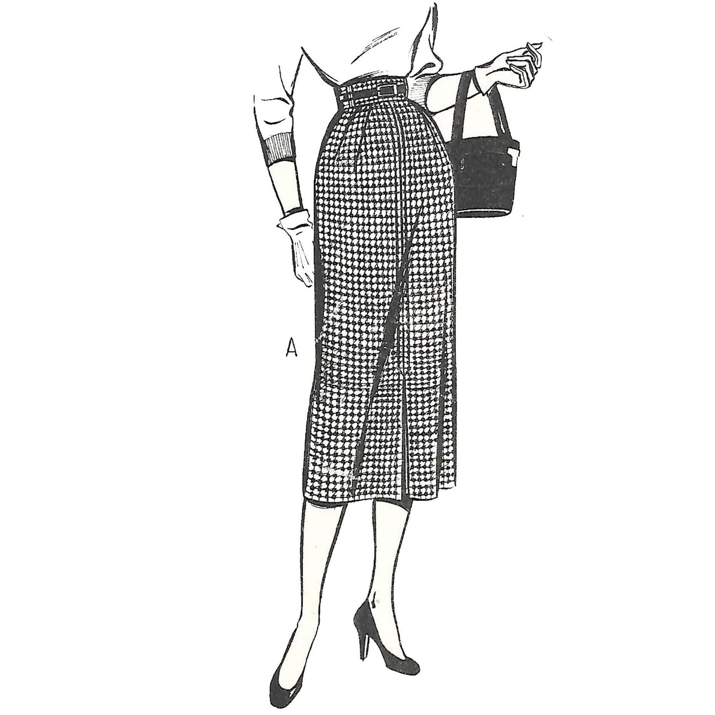 Model wearing 1950s skirt made from Style 622 pattern