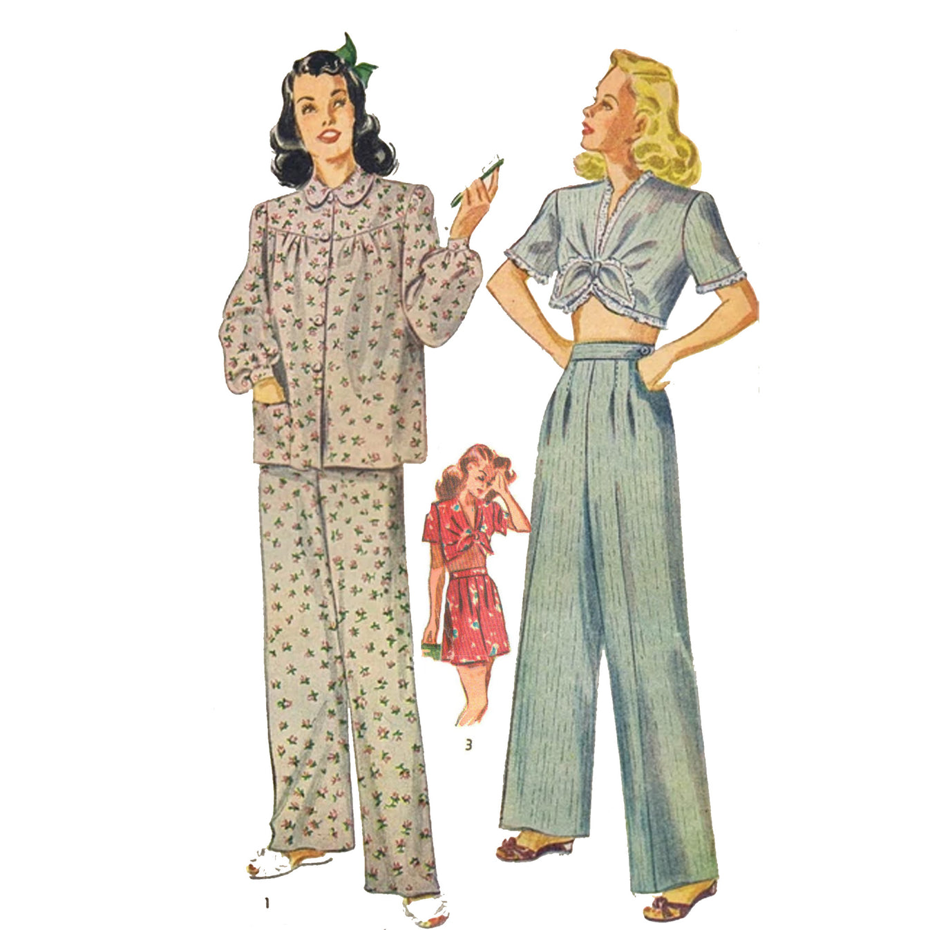 PDF - 1940s Sewing Pattern, Wrap & Draped Evening Dress - Bust: 36” (91.5cm) -Download main image 0