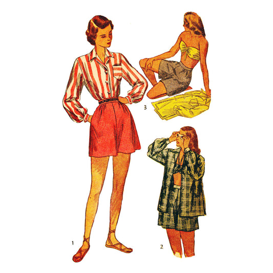 PDF - Combishort trois pièces des années 1940 comprenant Chemise , un soutien-gorge & un short - Buste : 30" (76,2 cm) - Télécharger