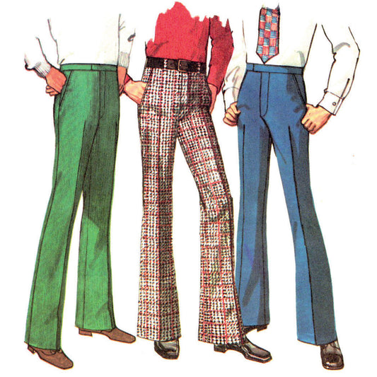 Model wearing pants in proportioned sizes made from Simplicity 5100 pattern