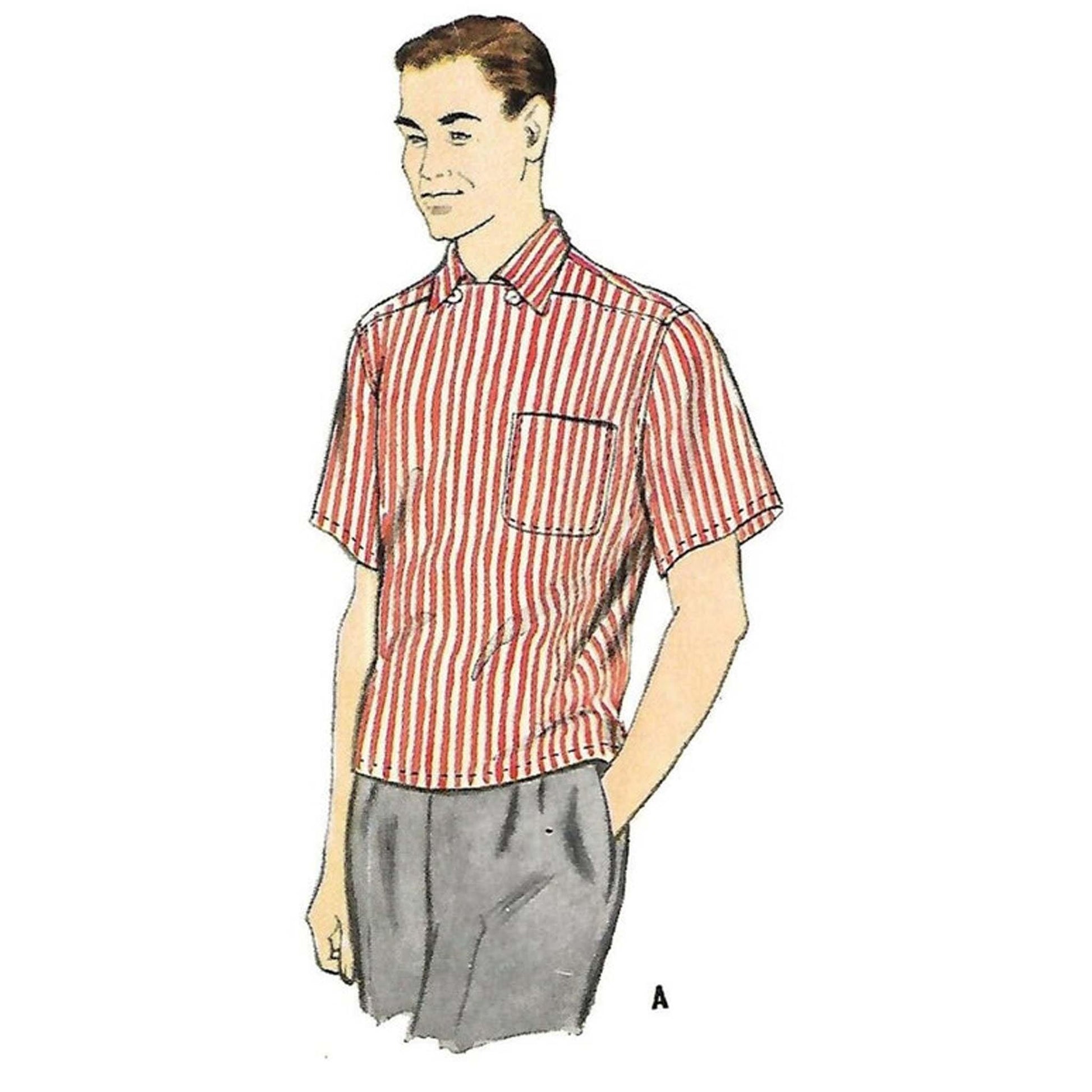 Man wearing 1950s Pattern, Men's Sports Shirt