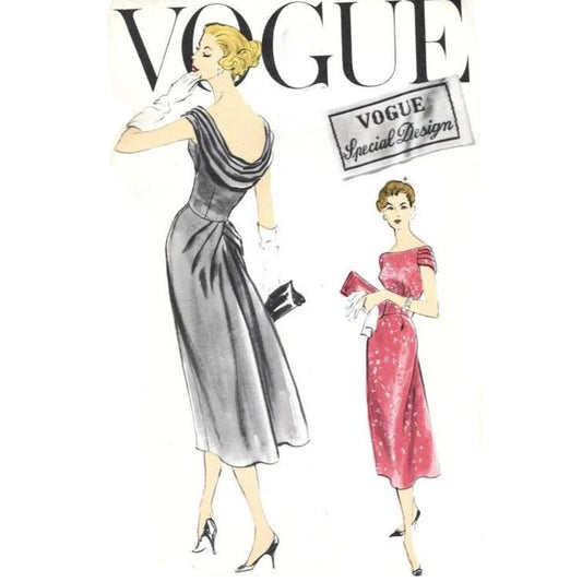 Vogue magazine cover with two women in dresses on a white background