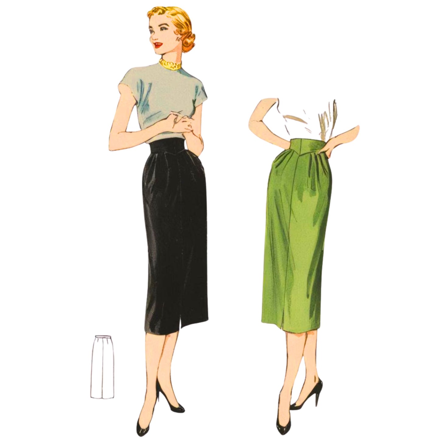 Women wearing pencil skirts