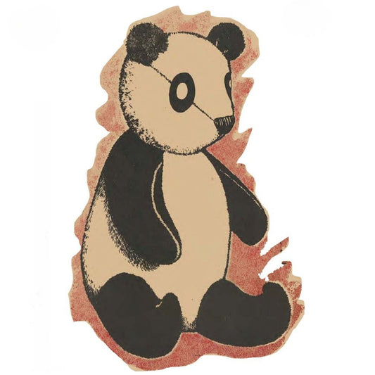 Toy bear with a distressed finish on a white background