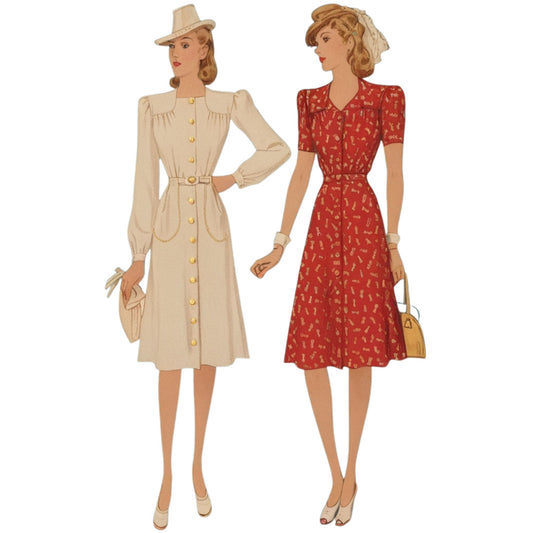 Two vintage-style dresses on a white background