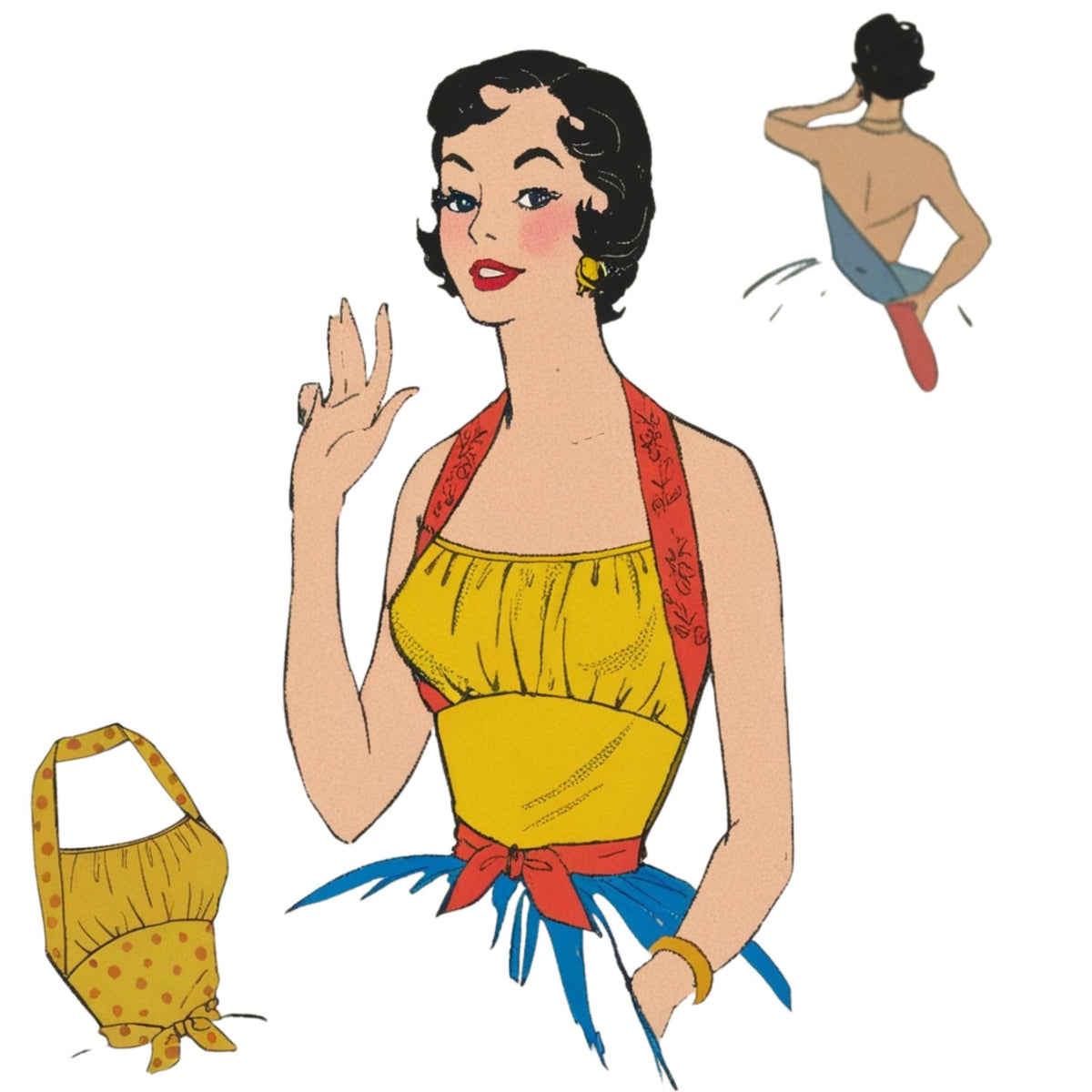 Pattern Meet 1950's Sewing Pattern: 'Meet Me at the Halter' Top, Tie Waist - Bust 2 ...