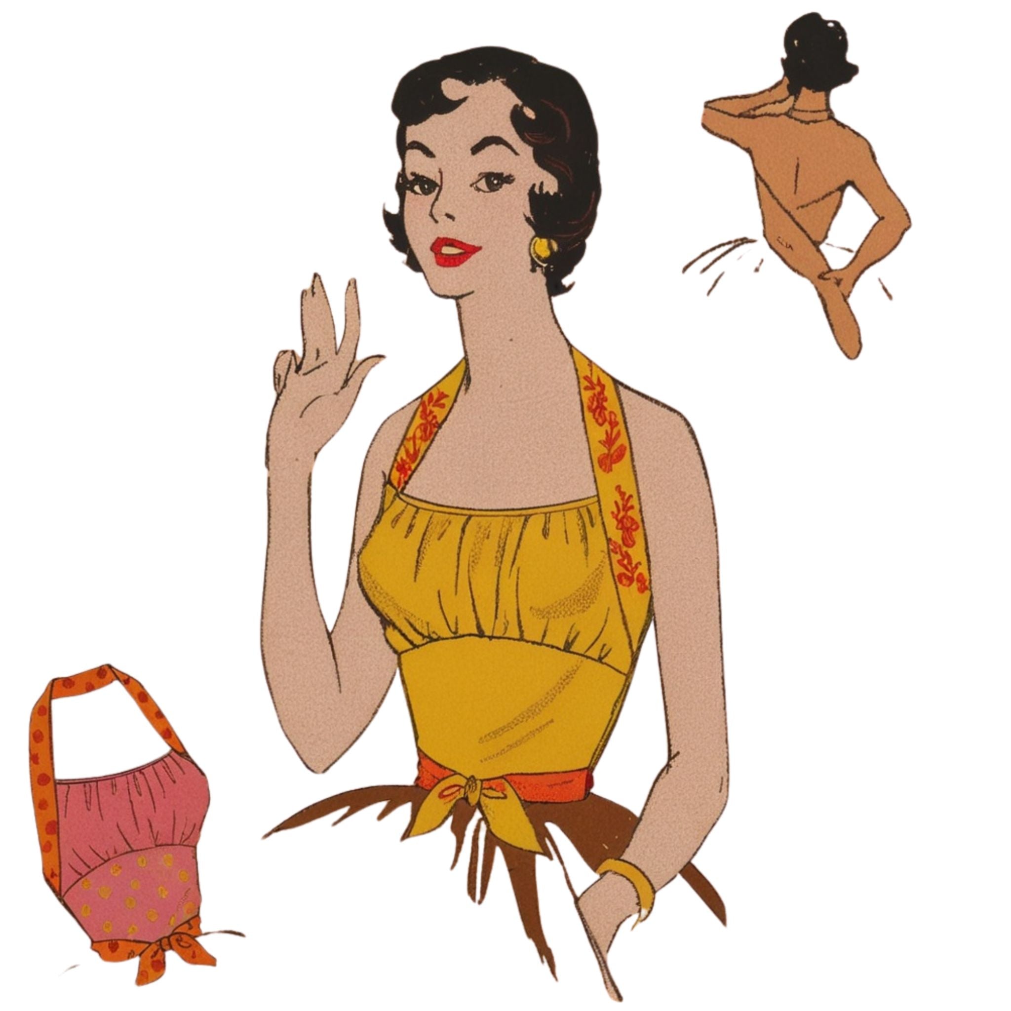 Pattern Meet 1950's Sewing Pattern: 'Meet Me at the Halter' Top, Tie Waist - Bust 2 ...