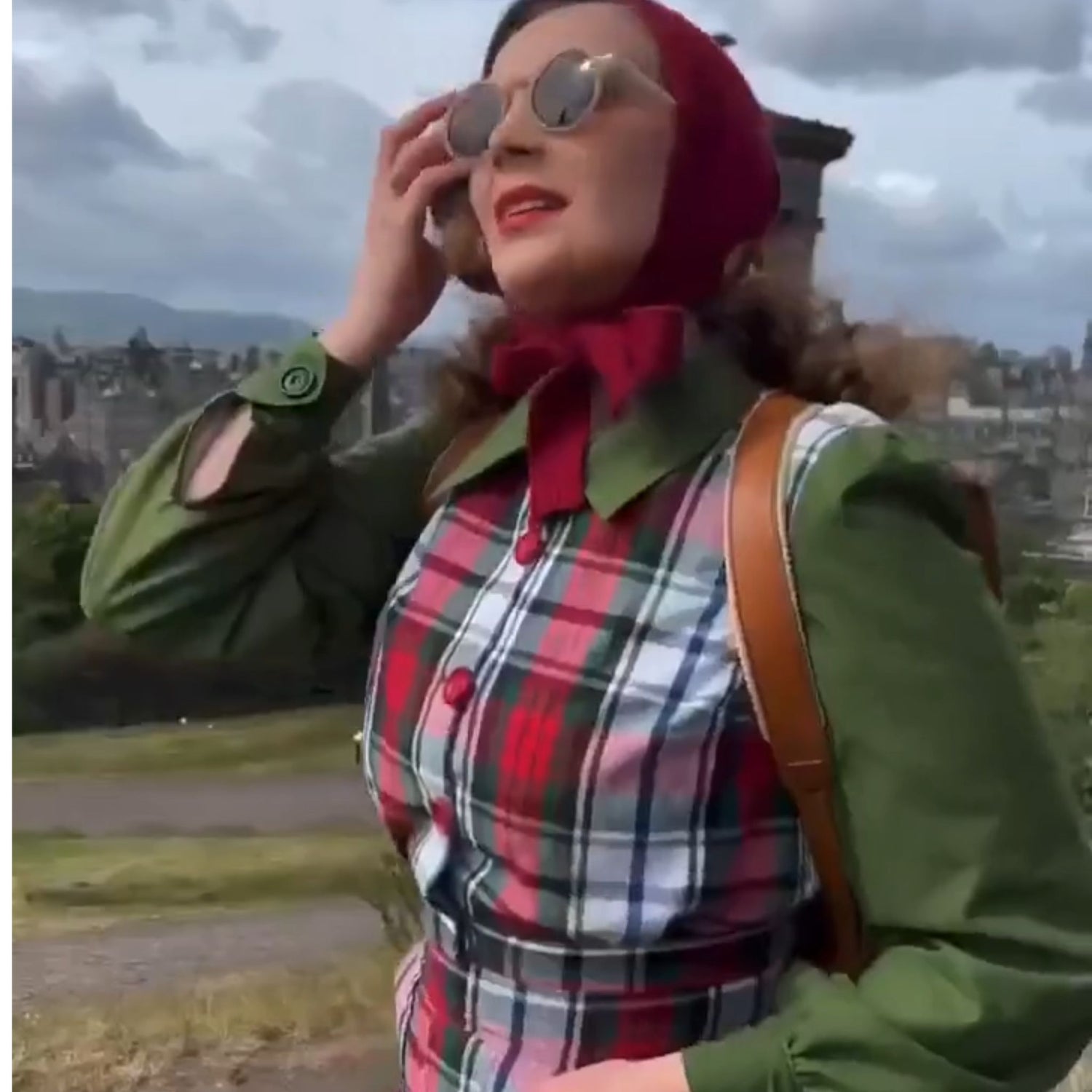 Woman wearing a landgirl bomber jacket