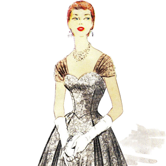 1950s Sewing Pattern, Evening Dress in Two Lengths - Bust: 43” (109cm)