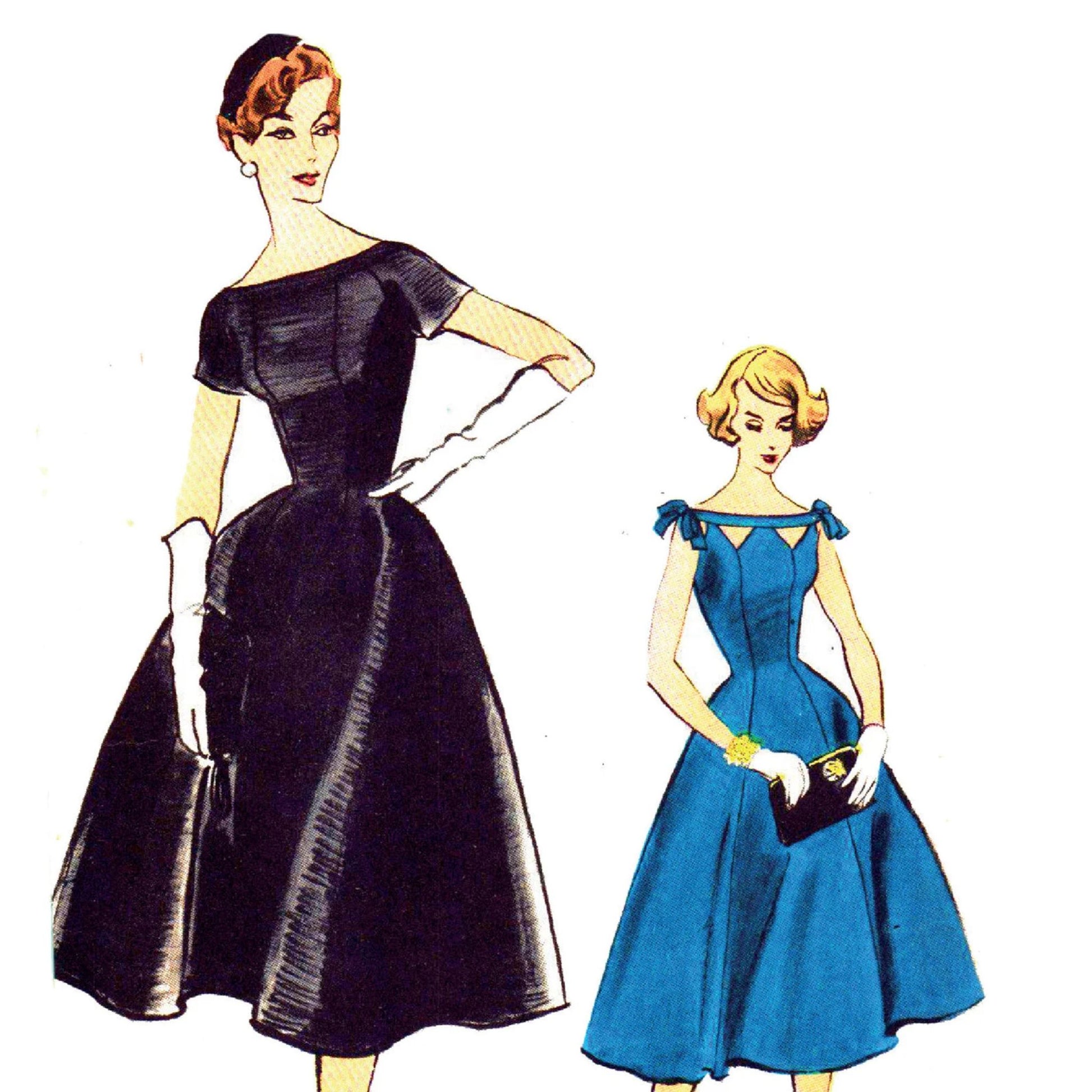 PDF-1950s Sewing Pattern, Fit & Flare Dress-Bust: 36 (91cm)-Download Vintage Sewing Pattern Company PDF-1950s Sewing Pattern, Fit & Flare Dress-Bust: 36 (91cm)-Download Vintage Sewing Pattern Company